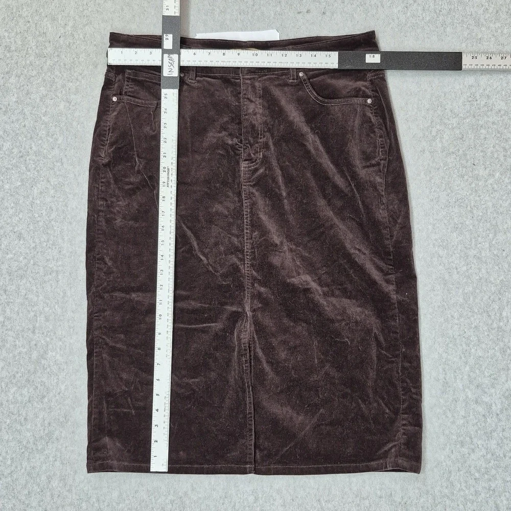 Skayne Women Skirt 33 Brown Corduroy Button Pencil & Straight